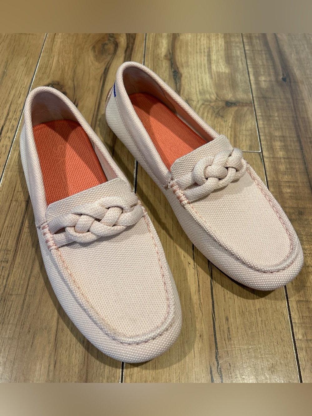 Rothy's The Braid Driver Pale Pink Knotted Canvas Loafers 8